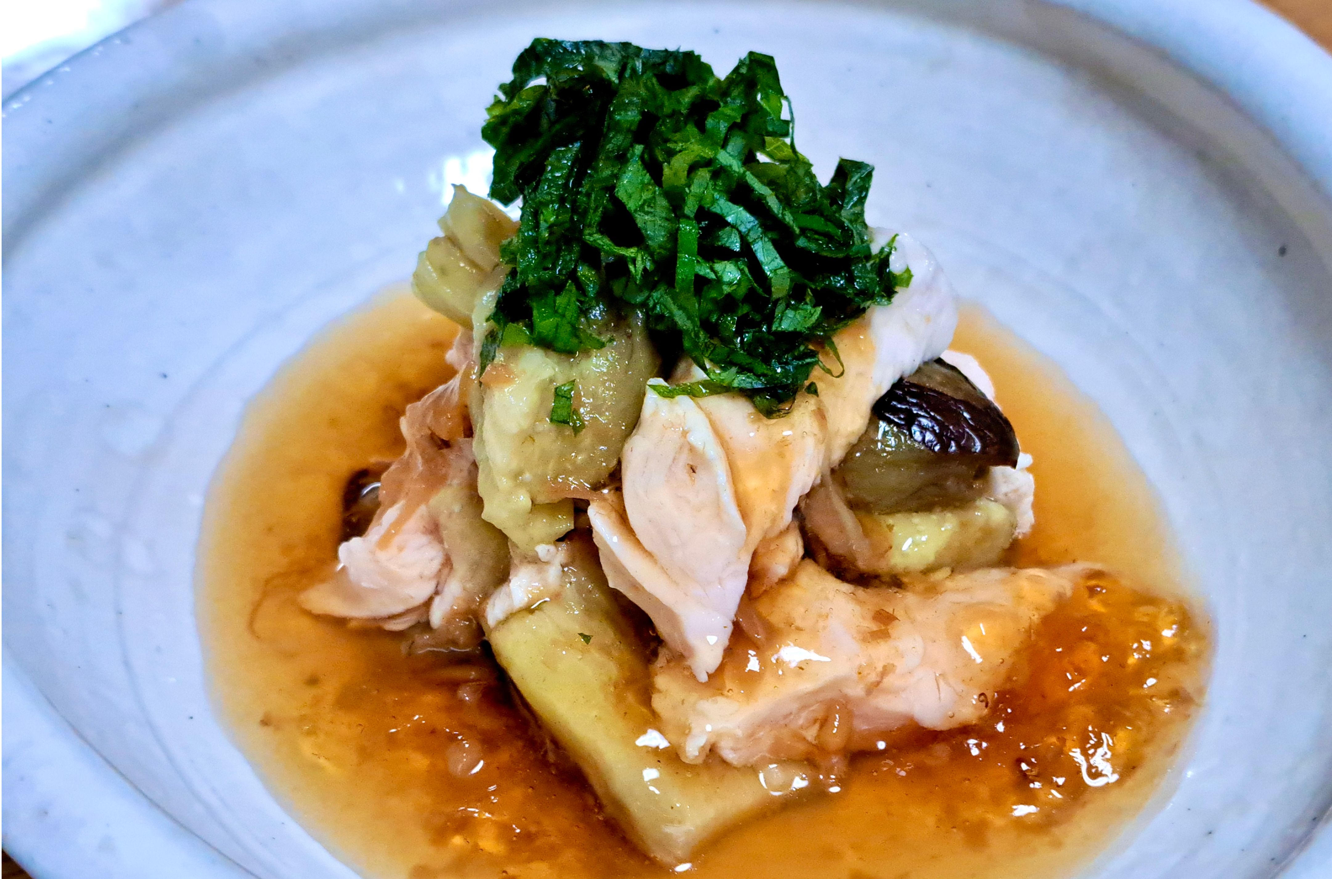 鶏肉と夏野菜の梅ジュレ