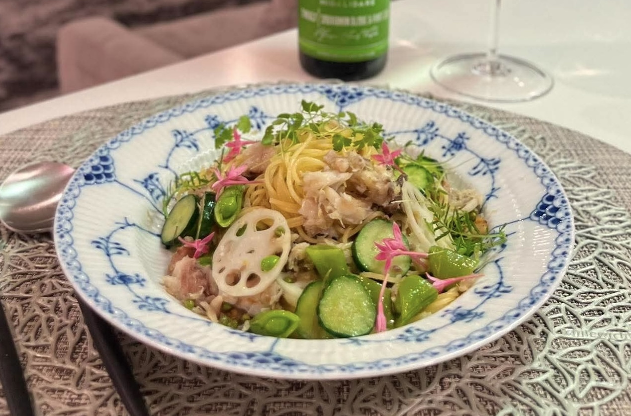 鯵と茗荷のパスタ